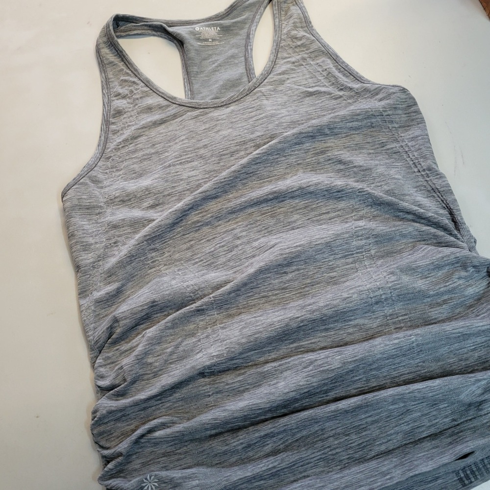 Athleta Momentum Tank Top Womens Medium Gray Space Dye Racerback Seamless Active
